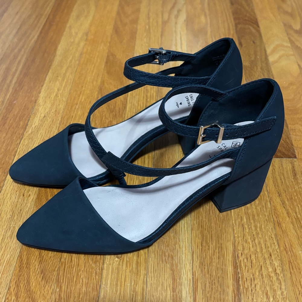 🚨3X$30🚨 Call It Spring Black Block Heel Pumps with Ankle Strap